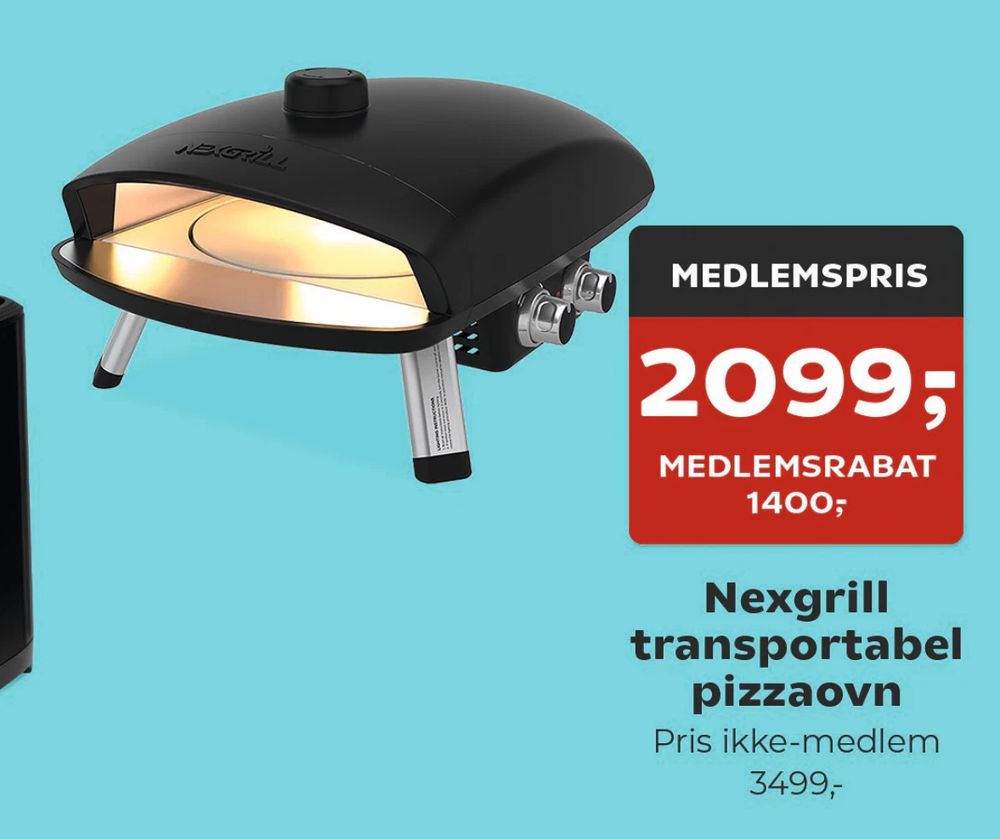 Tilbud på Nexgrill transportabel pizzaovn fra Coop.dk til 3.499 kr.