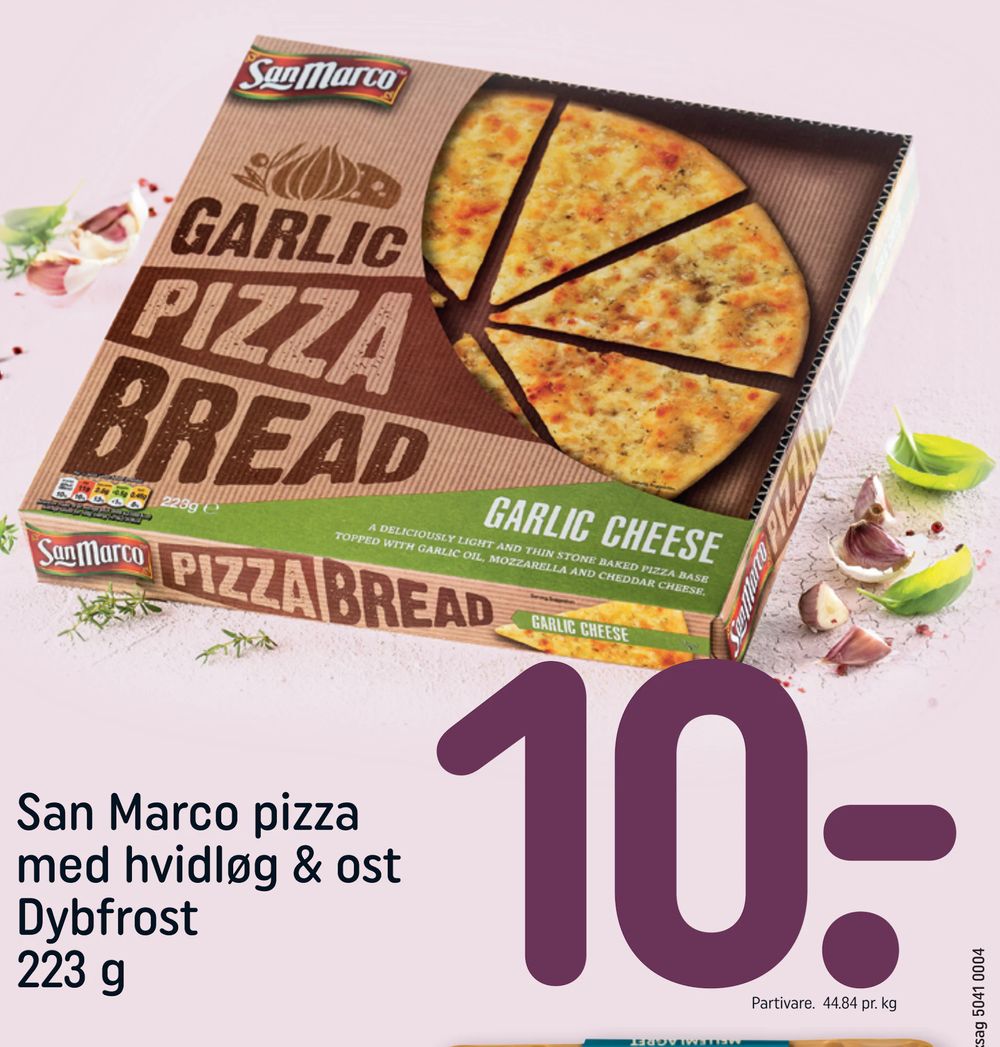 Tilbud på San Marco pizza med hvidløg & ost Dybfrost 223 g fra REMA 1000 til 10 kr.