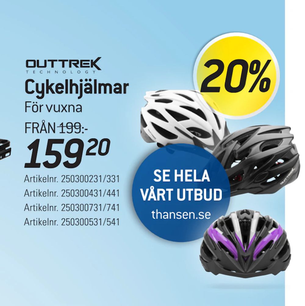 Erbjudanden på Cykelhjälmar från thansen för 159,20 kr