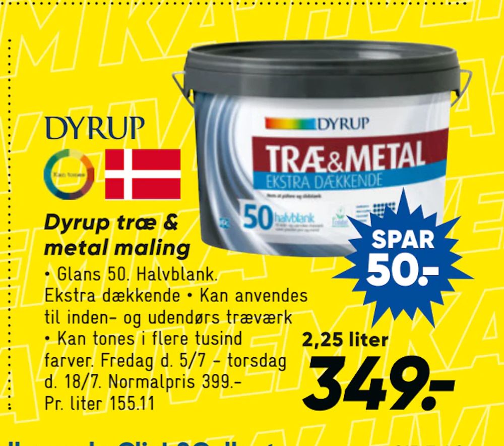 Tilbud på Dyrup træ & metal maling fra Bilka til 349 kr.