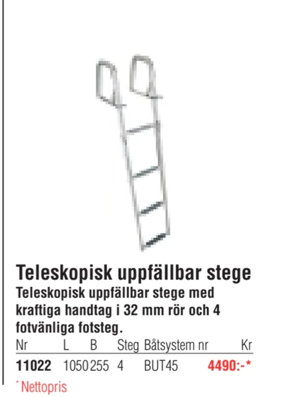 Erbjudanden på Teleskopisk uppfällbar stege från Erlandsons Brygga för 4 490 kr