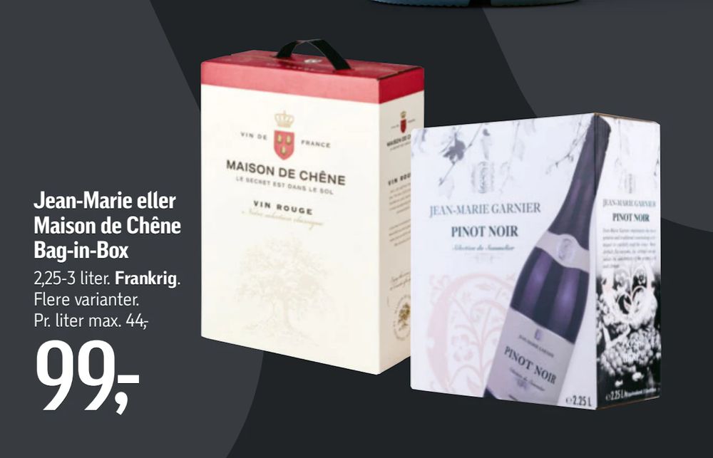 Tilbud på Jean-Marie eller Maison de Chêne Bag-in-Box fra føtex til 99 kr.