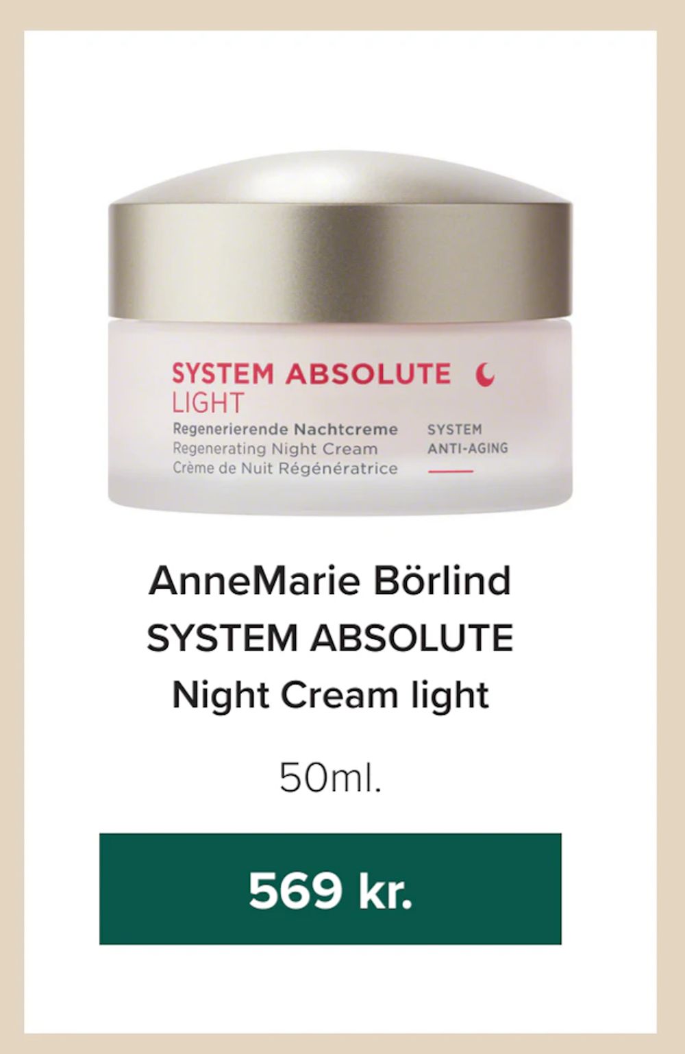 Tilbud på AnneMarie Börlind SYSTEM ABSOLUTE Night Cream light fra Helsemin til 569 kr.
