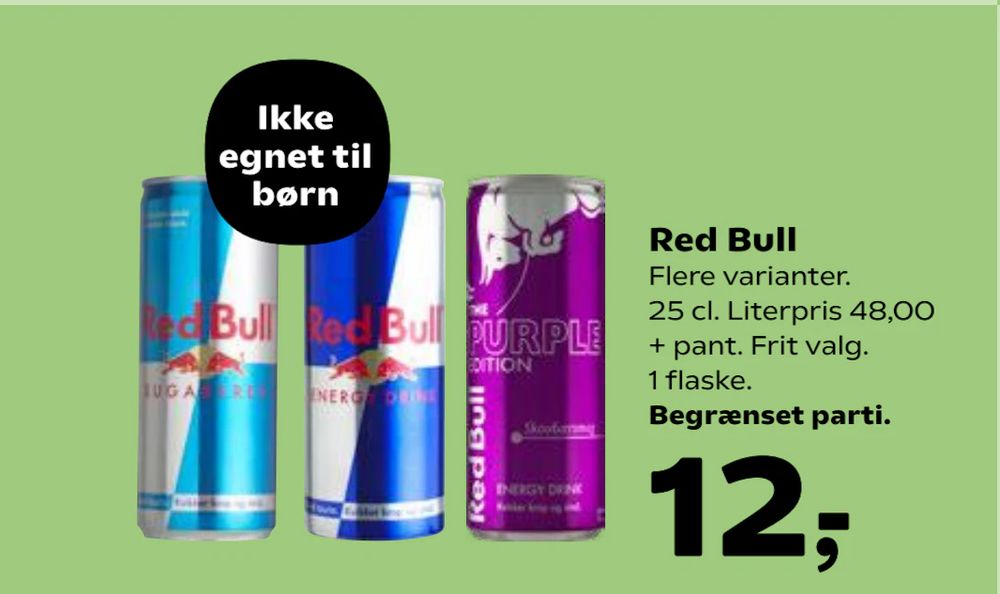Tilbud på Red Bull fra SuperBrugsen til 12 kr.