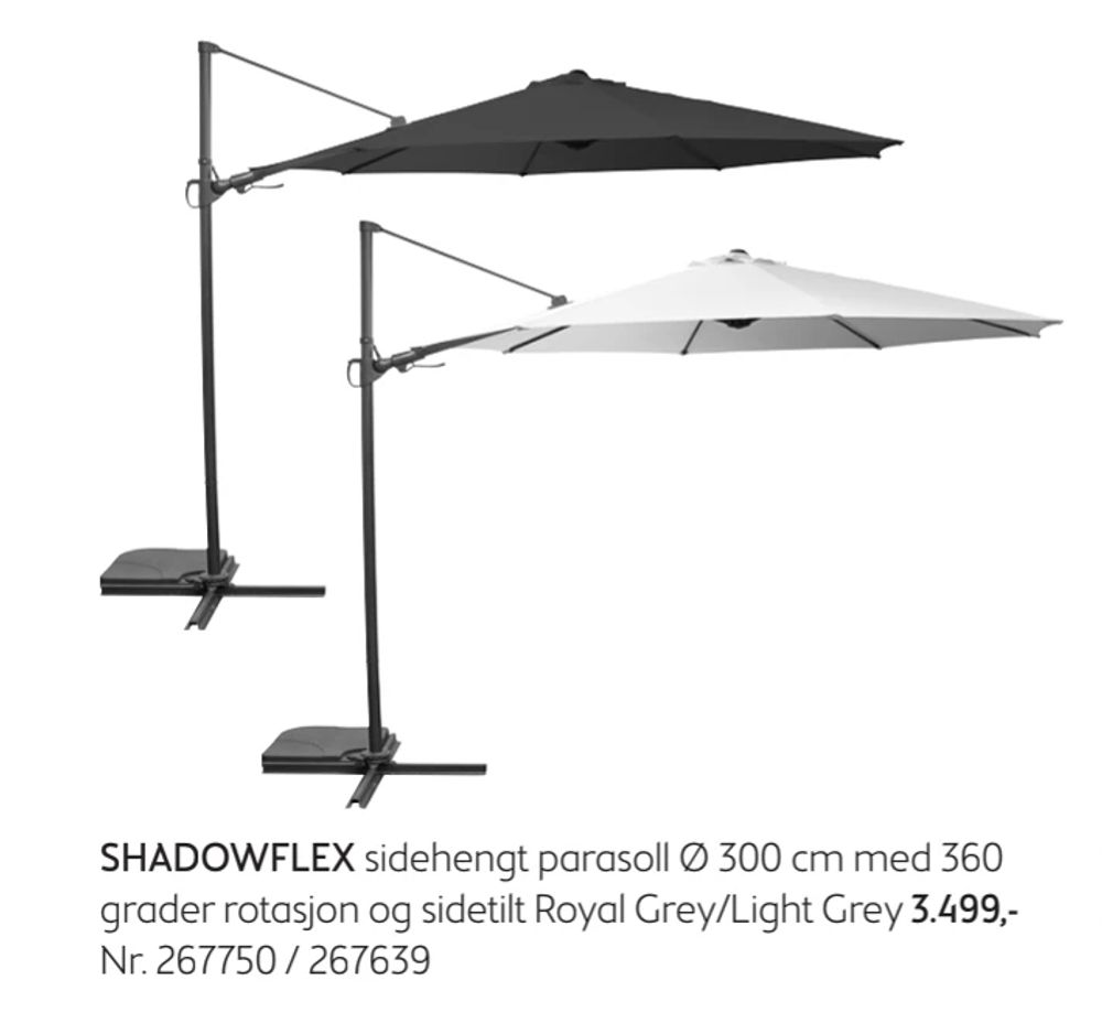 Tilbud på SHADOWFLEX sidehengt parasoll fra Bohus til 3 499 kr