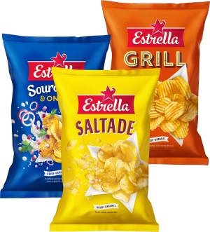 Chips, jordnötsringar, ostbågar (Estrella)