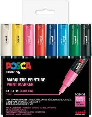 Paintmarker POSCA PC-1M - med 8 stk. ass. standard farver