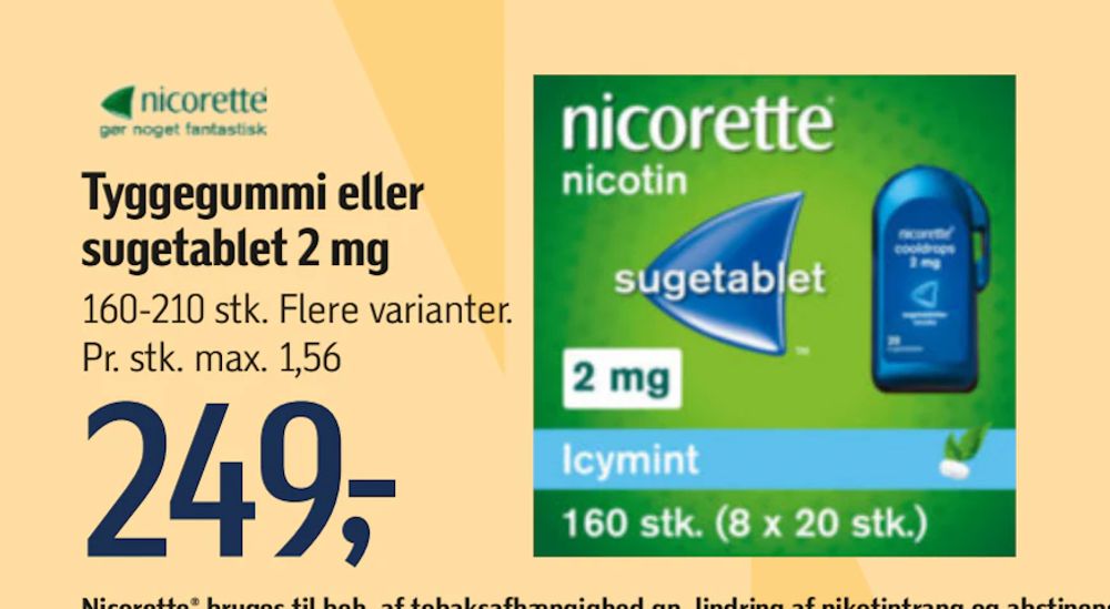 Tilbud på Tyggegummi eller sugetablet 2 mg fra føtex til 249 kr.