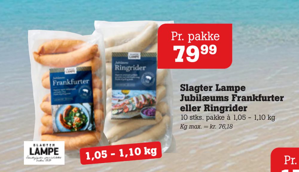 Tilbud på Slagter Lampe Jubilæums Frankfurter eller Ringrider fra Poetzsch Padborg til 79,99 kr.