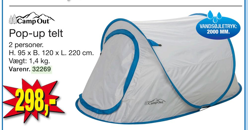 Tilbud på Pop-up telt fra Harald Nyborg til 298 kr.