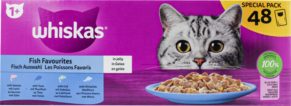 Tilbud på Whiskas Portioner i Gelé 48x85 g fra Calle til 125 kr.