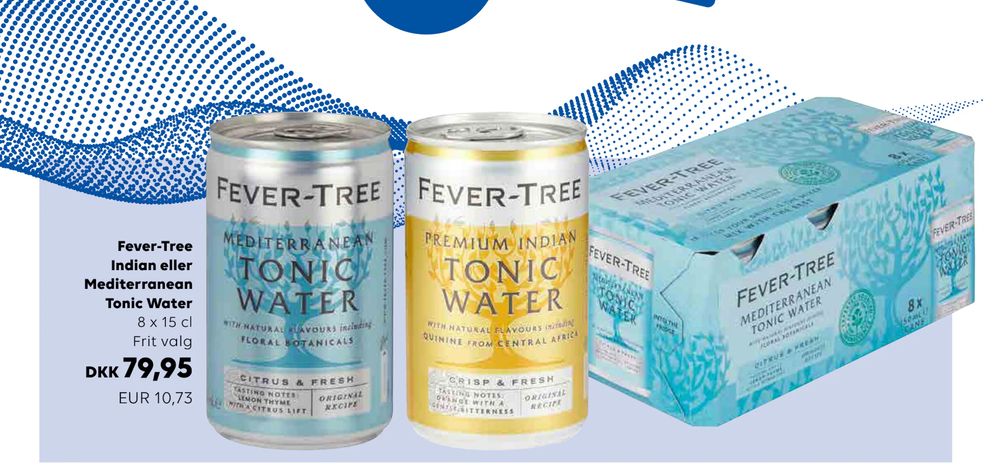 Tilbud på Fever-Tree Indian eller Mediterranean Tonic Water fra Scandlines Travel Shop til 79,95 kr.