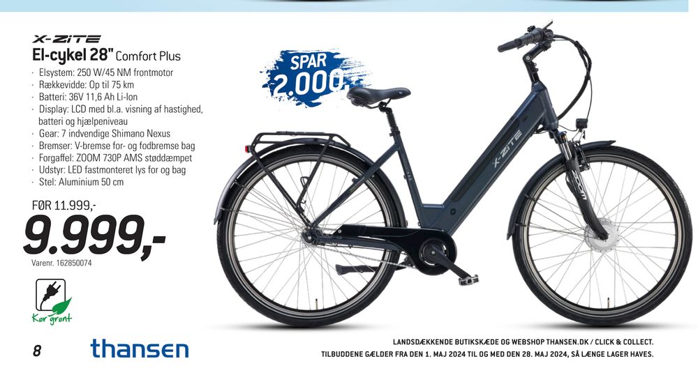 Tilbud på El-cykel 28" fra thansen til 9.999 kr.