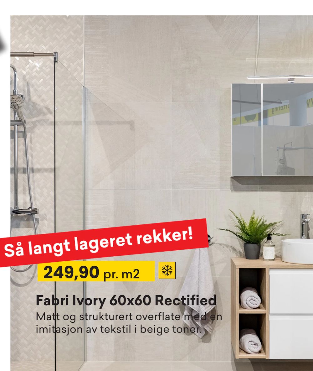 Tilbud på Fabri Ivory 60x60 Rectified fra Right Price Tiles til 249,90 kr