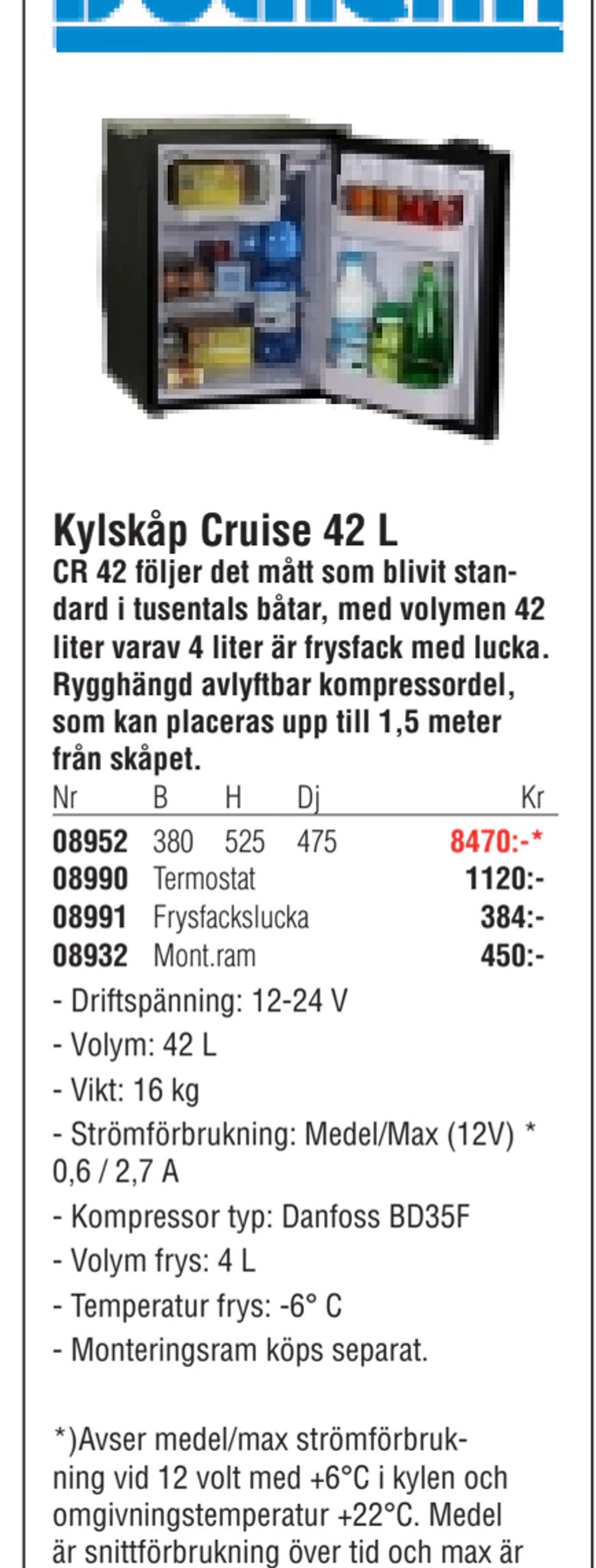 Erbjudanden på Kylskåp Cruise 42 L från Erlandsons Brygga för 384 kr