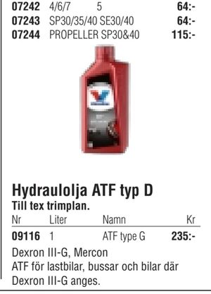 Hydraulolja ATF typ D
