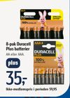 8-pak Duracell Plus batterier