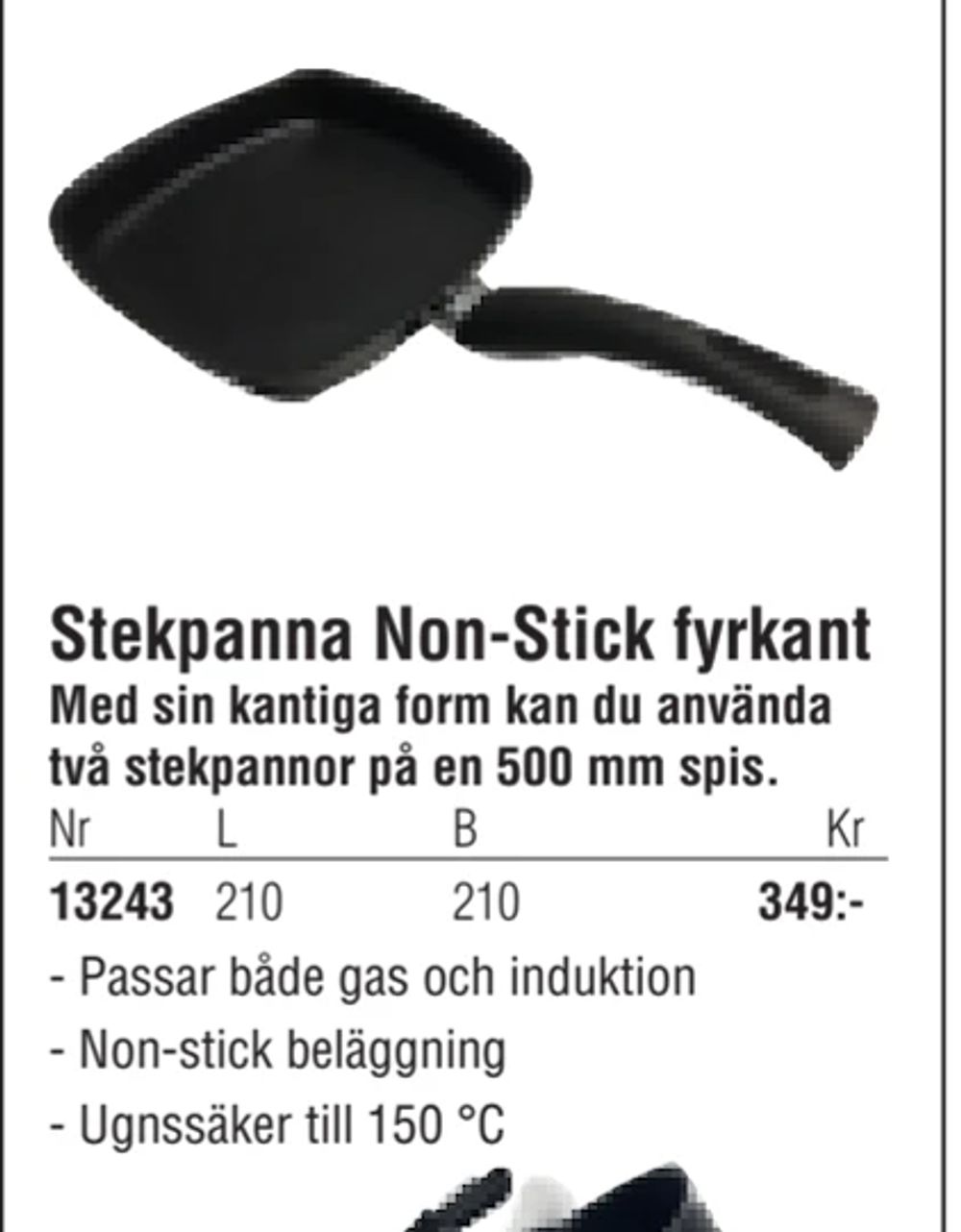 Erbjudanden på Stekpanna Non-Stick fyrkant från Erlandsons Brygga för 349 kr