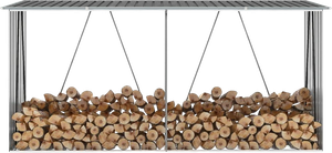Brændeskur til haven 330x84x152 cm galvaniseret stål antracitgrå
