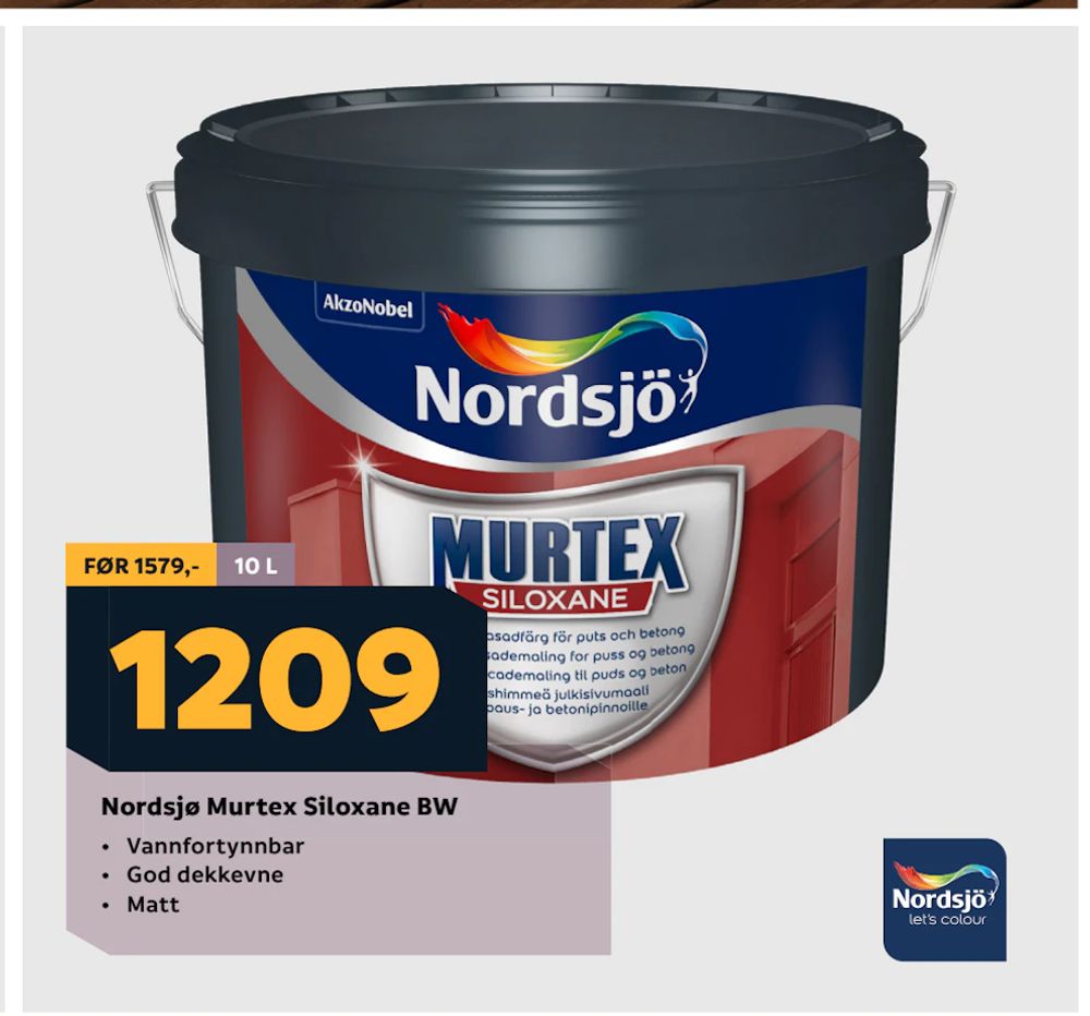 Tilbud på Nordsjø Murtex Siloxane BW fra Megaflis til 1 209 kr