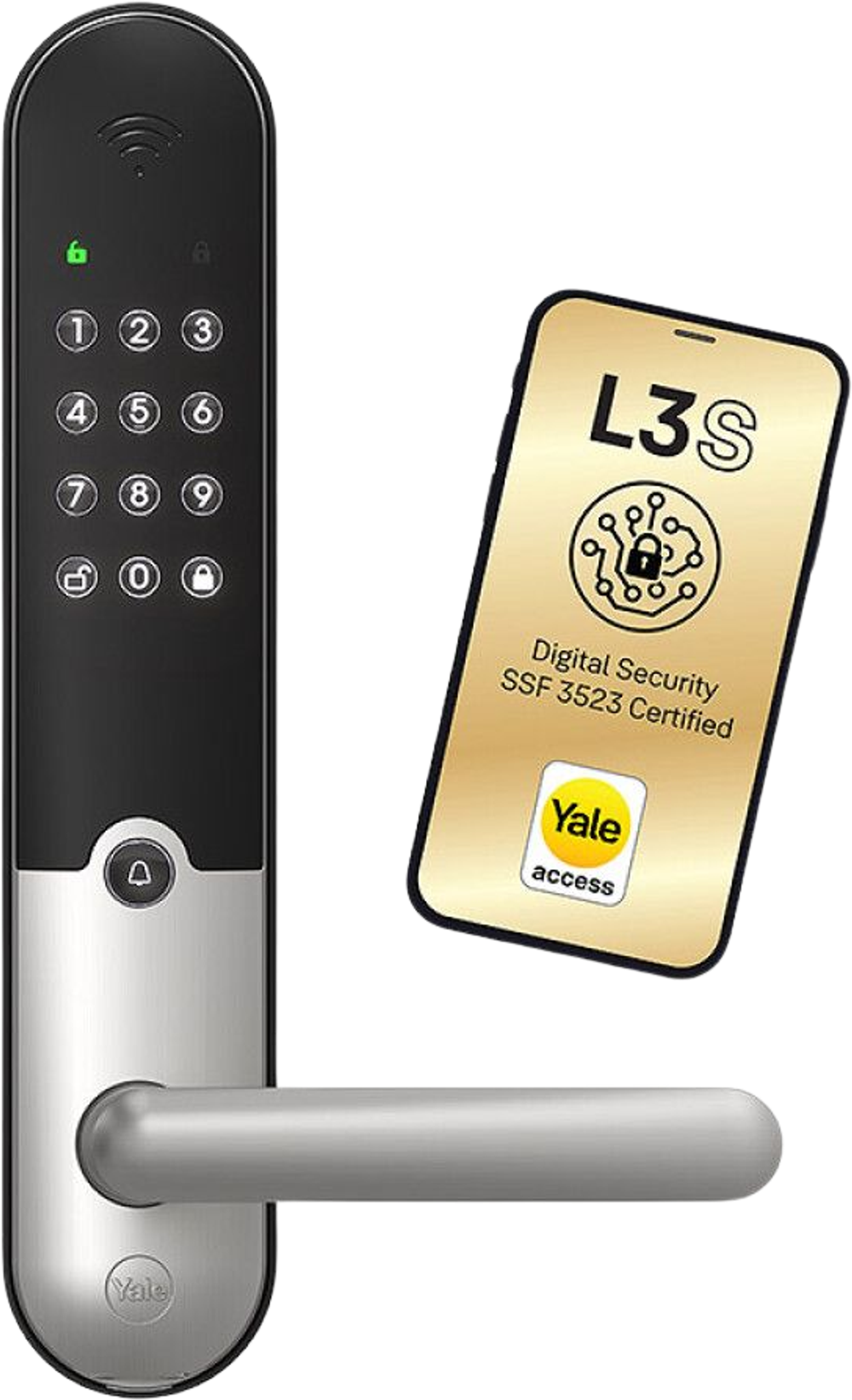 Erbjudanden på Yale Doorman L3S Keytag+ Borstad Stål (YALE) från BAUHAUS för 5 490 kr