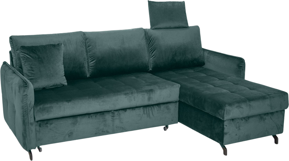 Tilbud på Jessica Sovesofa, Grøn Velour M. Sorte Metalben (Vendbar) 92 Cm 224 Cm fra My Home Møbler til 5.999 kr.