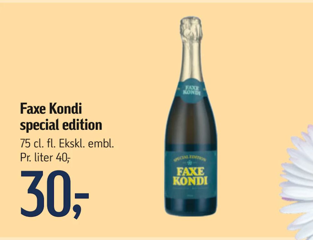 Tilbud på Faxe Kondi special edition fra føtex til 30 kr.