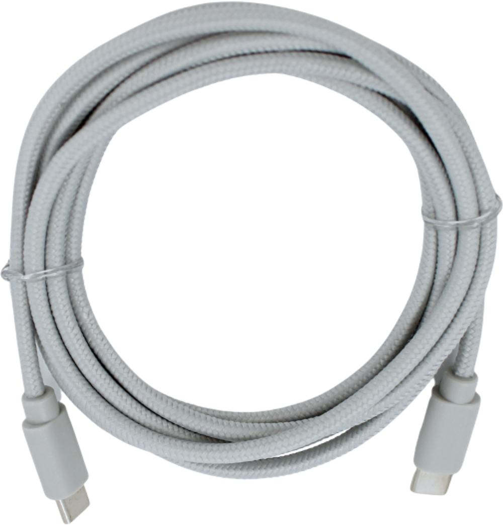 Tilbud på Opladerkabel - USB-C til USB-C i Sølv Tekstil (2 meter) fra Basic & More til 42 kr.