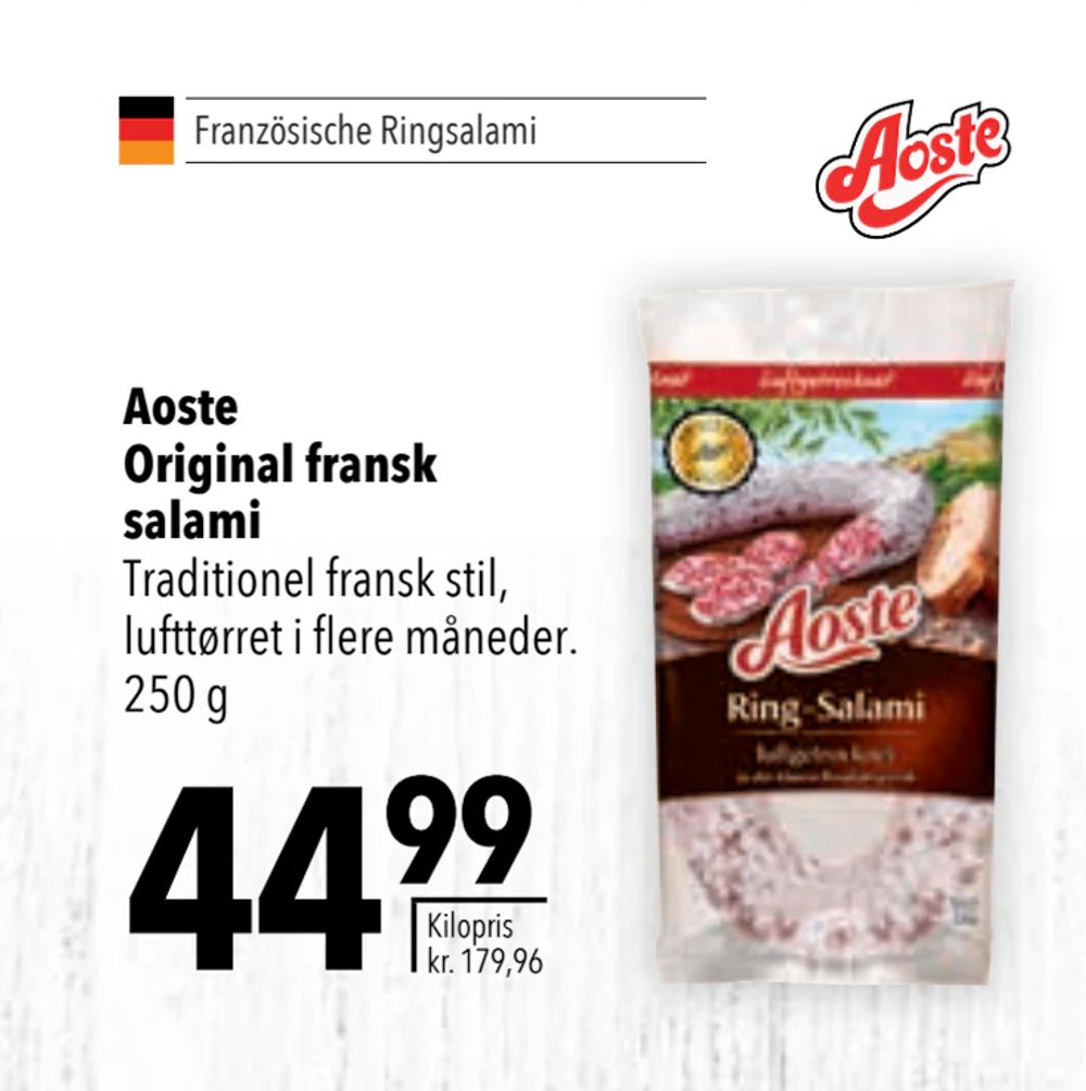 Tilbud på Aoste Original fransk salami fra CITTI til 44,99 kr.