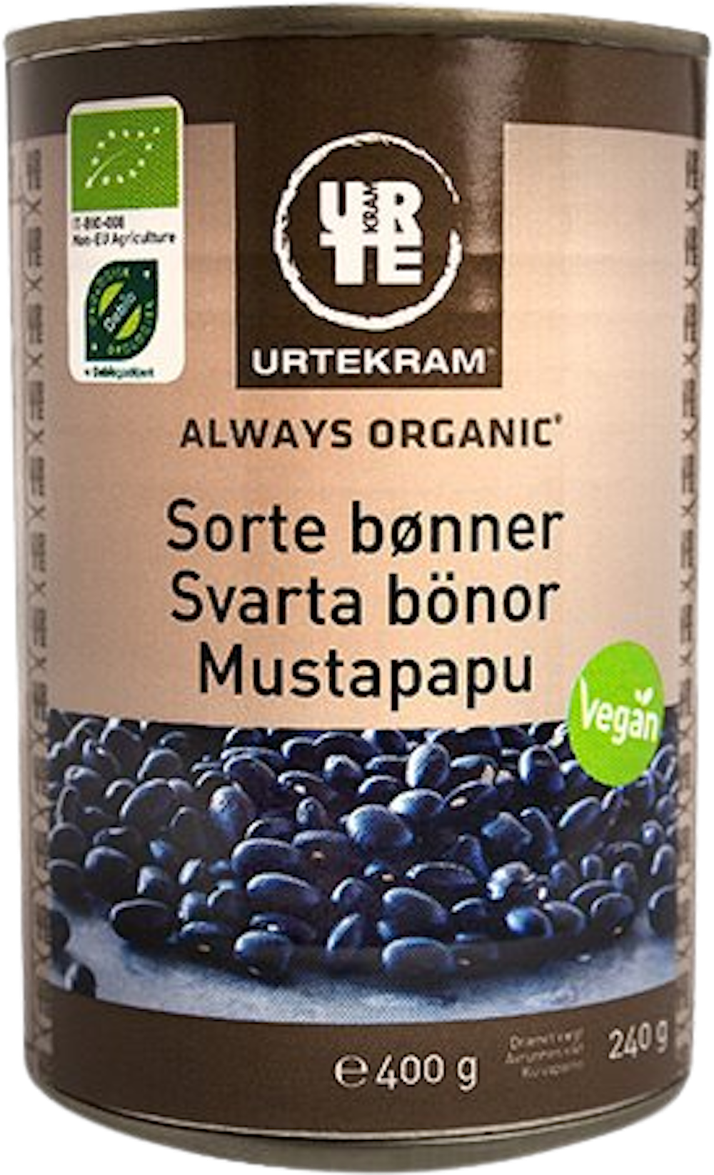 Tilbud på Sorte bønner dåse Øko (Urtekram) fra Helsam til 22,95 kr.