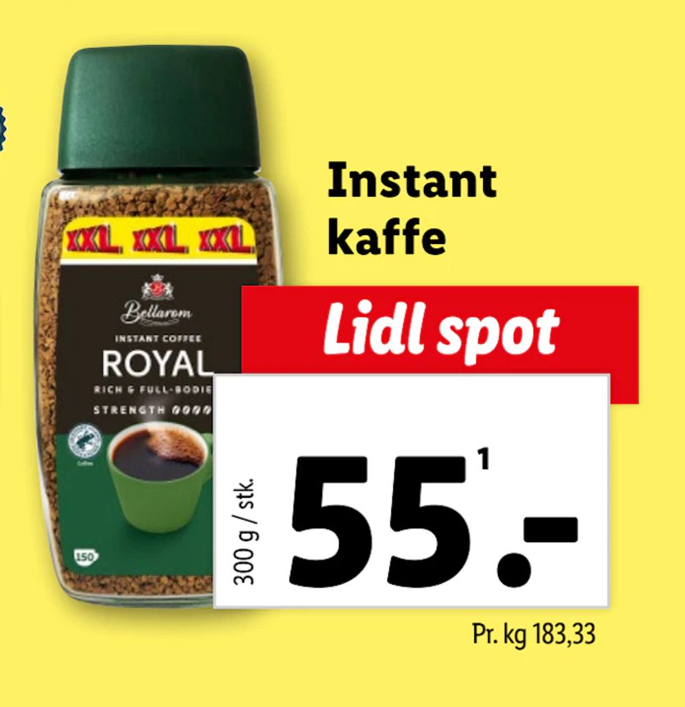 Tilbud på Instant kaffe fra Lidl til 55 kr.