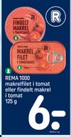 REMA 1000 makrelfilet i tomat eller findelt makrel i tomat 125 g