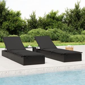 Liggestol 1 stk. med hynde 201x55x62 cm polyrattan sort