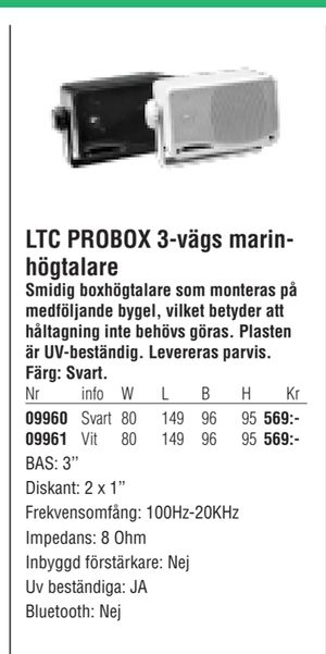 LTC PROBOX 3-vägs marinhögtalare