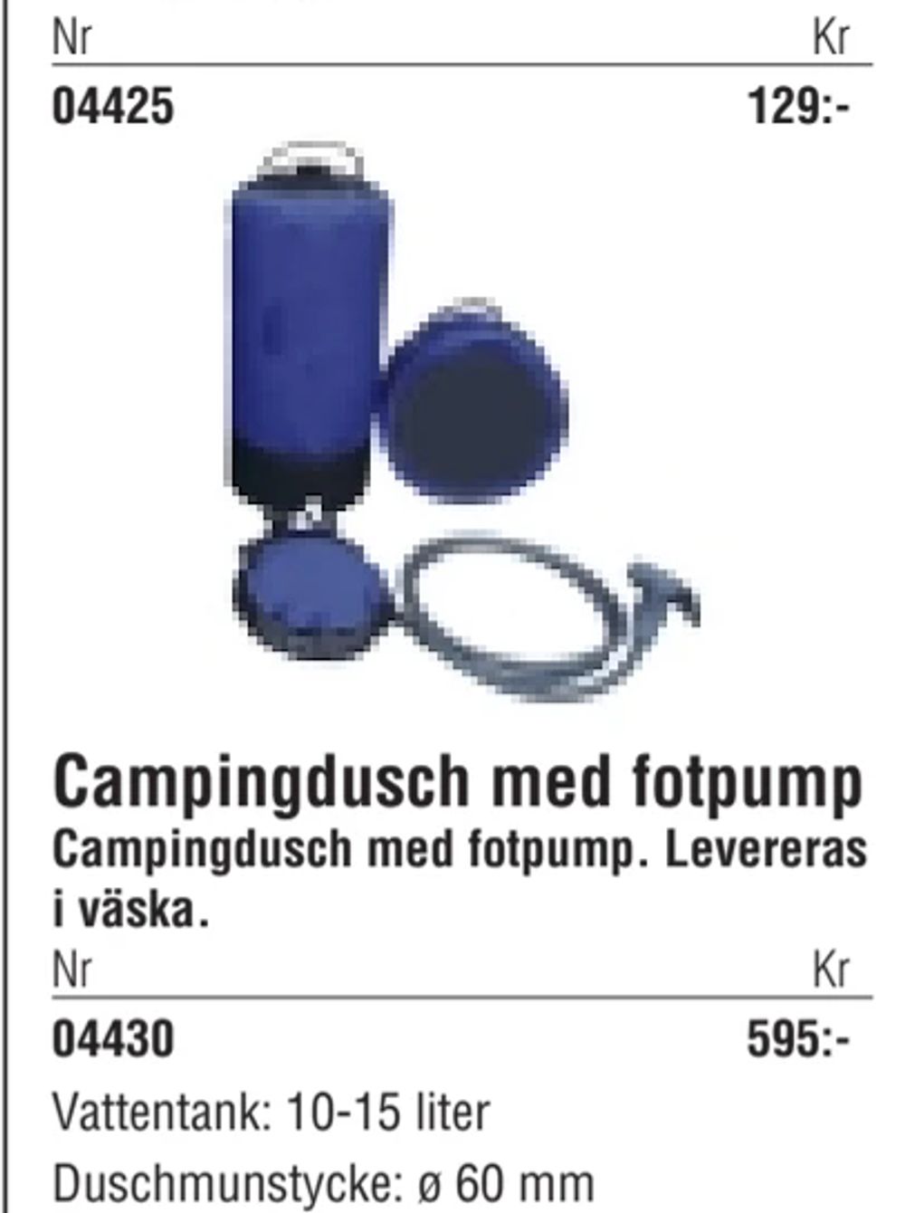 Erbjudanden på Campingdusch med fotpump från Erlandsons Brygga för 595 kr