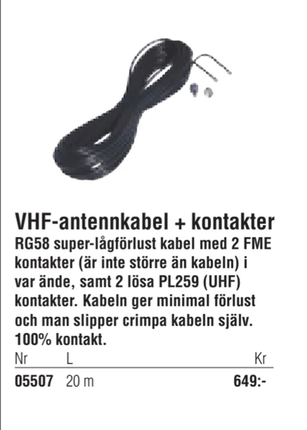 Erbjudanden på VHF-antennkabel + kontakter från Erlandsons Brygga för 649 kr