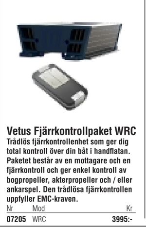 Vetus Fjärrkontrollpaket WRC