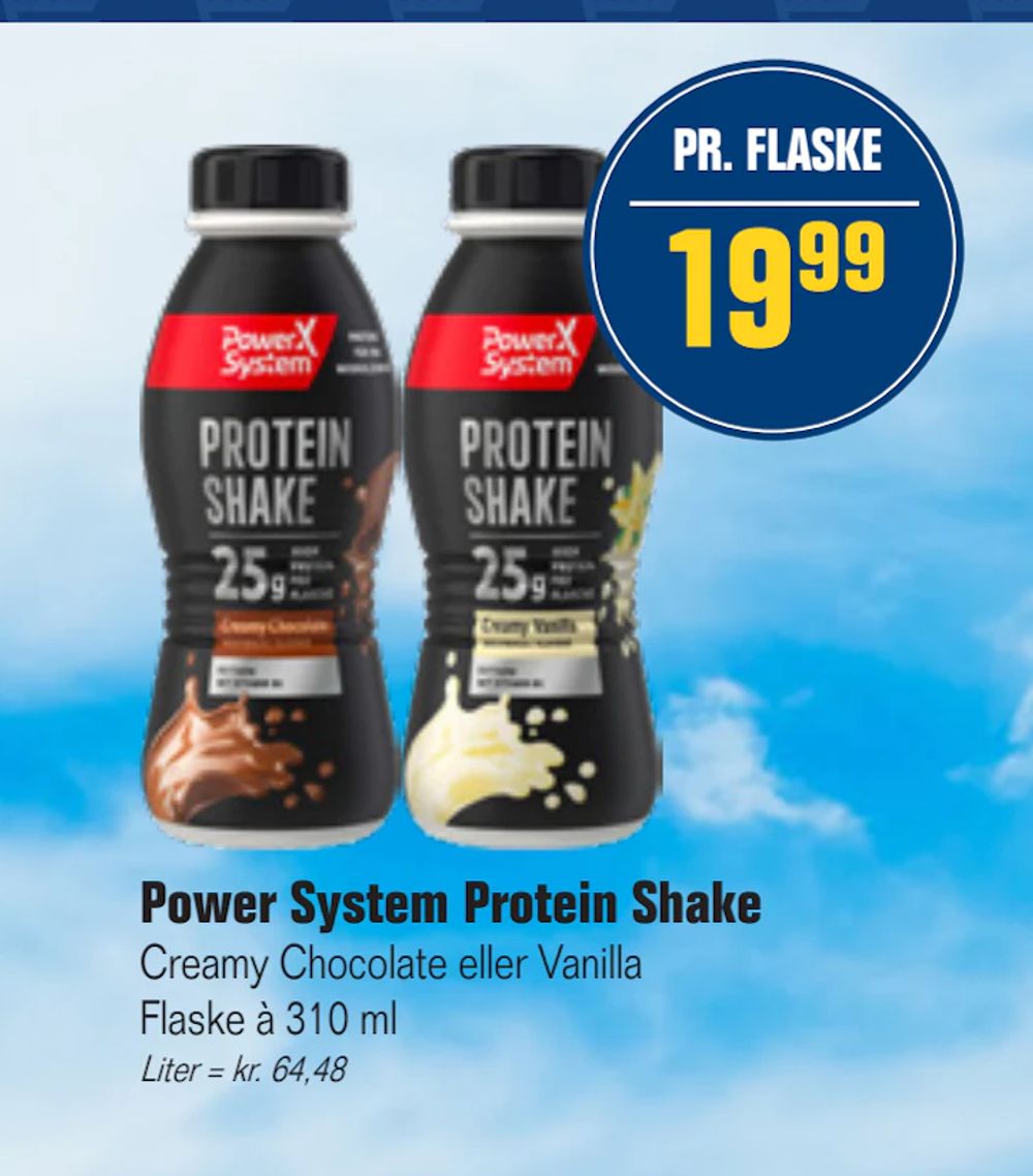 Tilbud på Power System Protein Shake fra Otto Duborg til 19,99 kr.