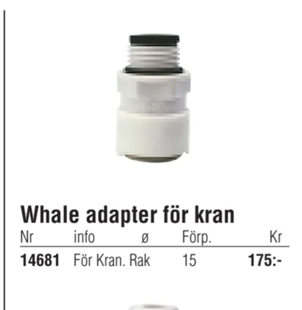 Erbjudanden på Whale adapter för kran från Erlandsons Brygga för 175 kr