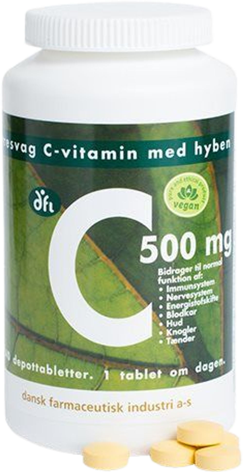 Tilbud på C 500 m. hyben (Grønne dfi vitaminer) fra Helsam til 167 kr.