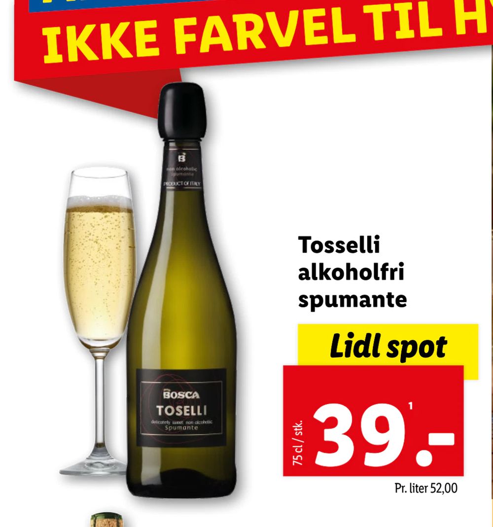 Tilbud på Tosselli alkoholfri spumante fra Lidl til 39 kr.