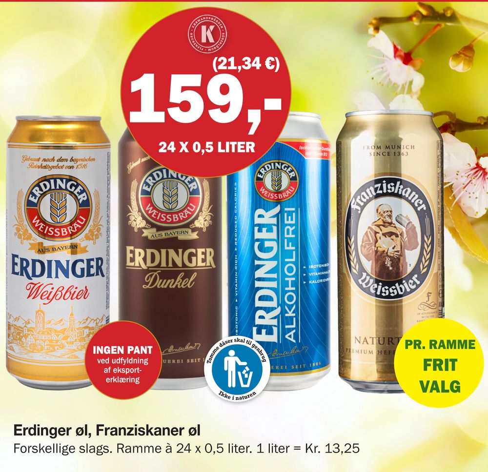 Tilbud på Erdinger øl, Franziskaner øl fra Købmandsgården til 159 kr.
