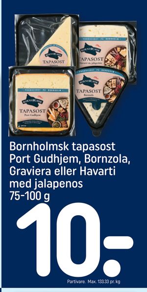 Bornholmsk tapasost Port Gudhjem, Bornzola, Graviera eller Havarti med jalapenos 75-100 g