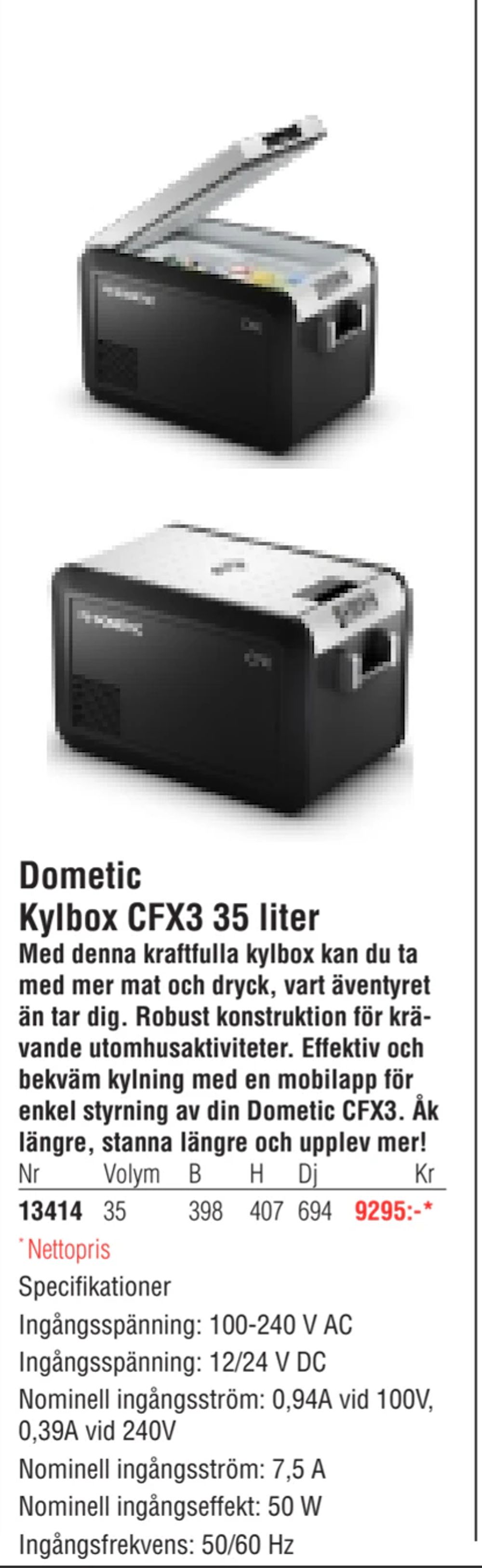 Erbjudanden på Dometic Kylbox CFX3 35 liter från Erlandsons Brygga för 9 295 kr