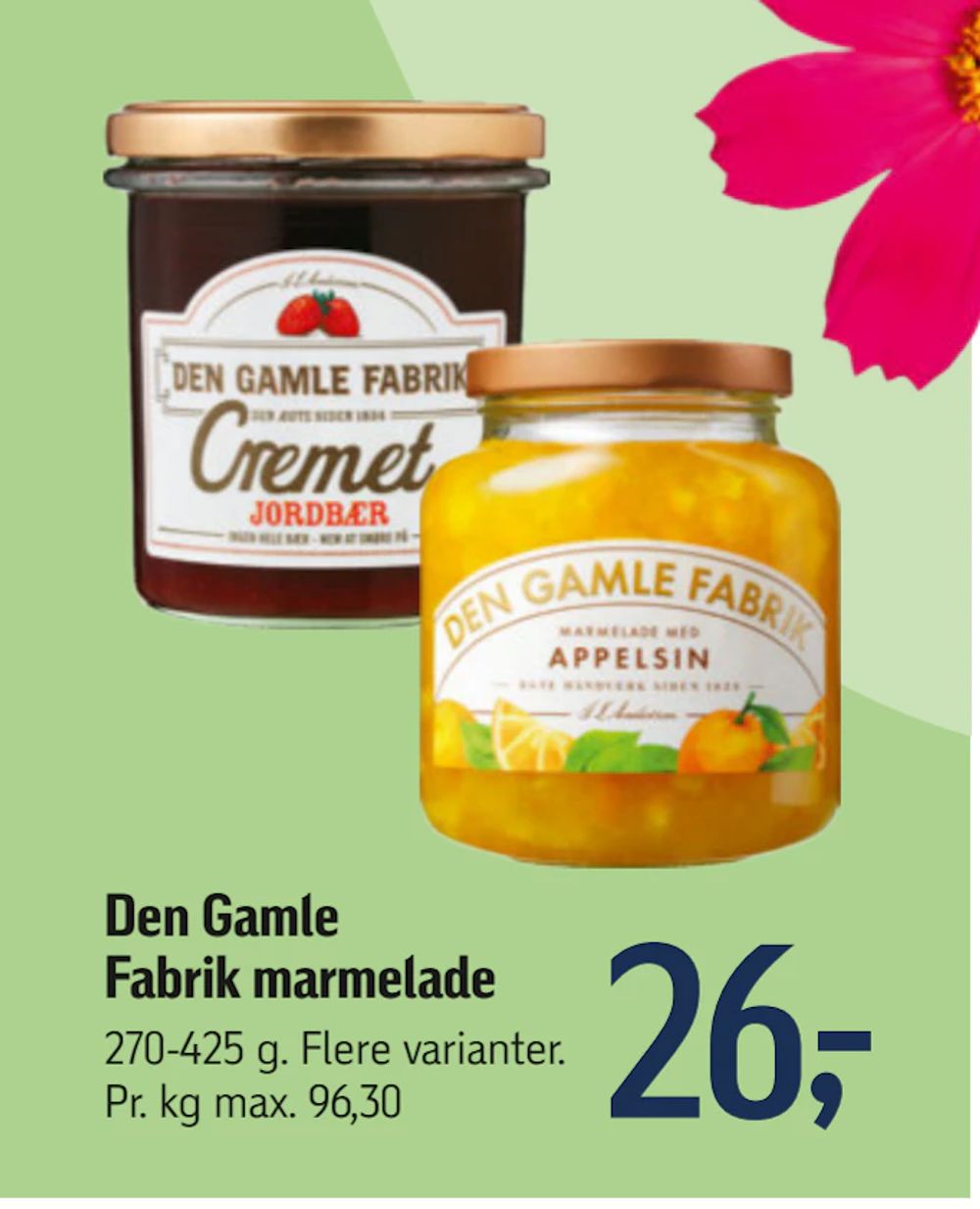 Tilbud på Den Gamle Fabrik marmelade fra føtex til 26 kr.