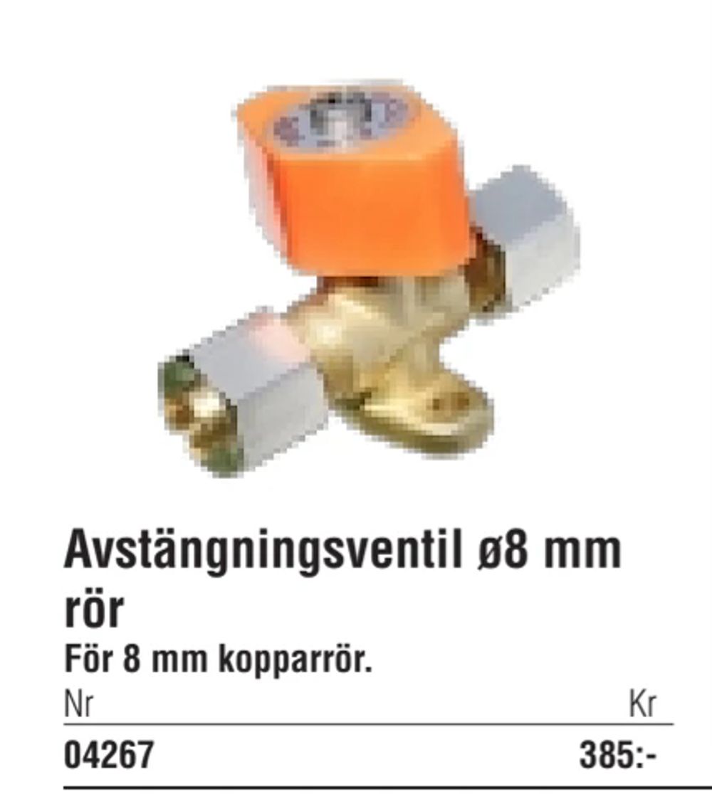 Erbjudanden på Avstängningsventil ø8 mm rör från Erlandsons Brygga för 385 kr