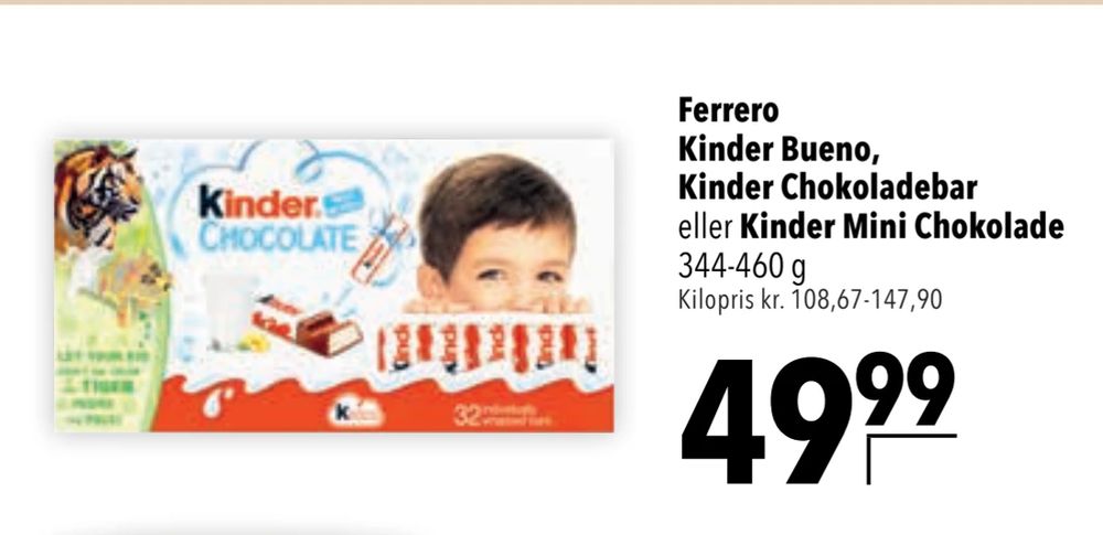 Tilbud på Ferrero Kinder Bueno, Kinder Chokoladebar eller Kinder Mini Chokolade fra CITTI til 49,99 kr.
