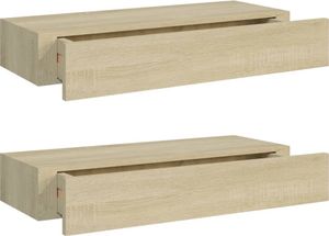 vidaXL Veggmonterte skuffehyller 2 stk eik 60x23,5x10 cm MDF