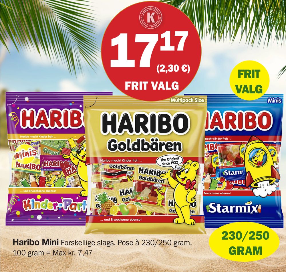 Tilbud på Haribo Mini fra Købmandsgården til 17,17 kr.