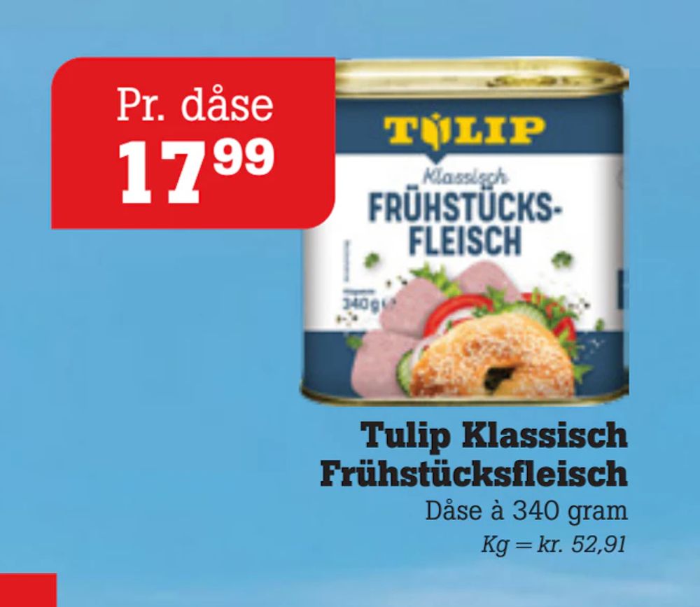 Tilbud på Tulip Klassisch Frühstücksfleisch fra Poetzsch Padborg til 17,99 kr.